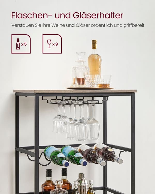 Wijnrek-Industrial Design-Gray Mixed-Zwart