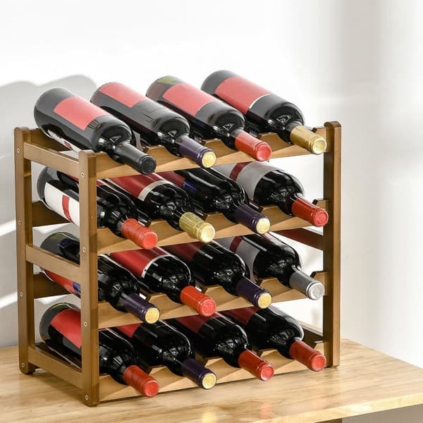 Rootz bambus vinstativ - Flaskeholder - Vinbeholder - Pladsbesparende design - 43L x 23,5W x 38H cm