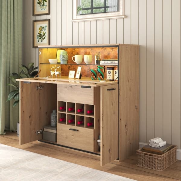 Rootz Vinskab - Vinopbevaring - Vindisplay - LED-belysning - 110L x 38W x 111H cm
