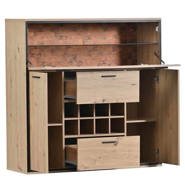 Rootz Vinskab - Vinopbevaring - Vindisplay - LED-belysning - 110L x 38W x 111H cm
