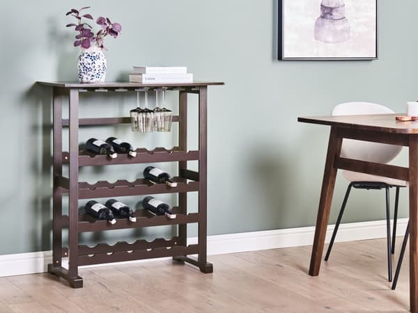 Vinholder Mørkebrun MDF Furu Ben 80 x 40 x 91 cm for Flasker og Glass Klassisk Elegant Stil Hjemmeinnredning