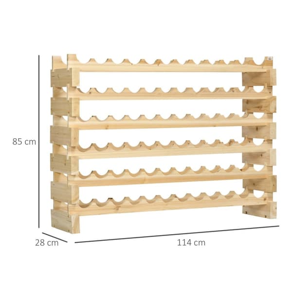 Rootz 6 -lags vinstativ - flaskeholder - Vinopbevaring - Forbedrer vinmodning - 72 flasker - 114L x 28W x 85h cm fast fyrretræ
