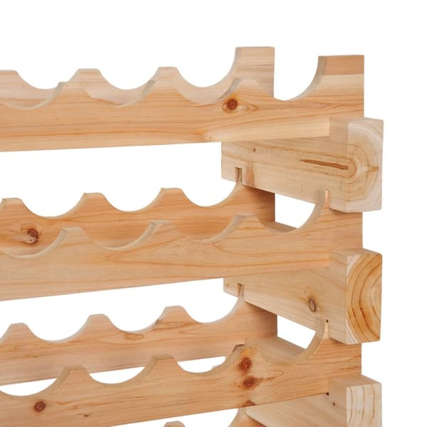 Rootz 6 -lags vinstativ - flaskeholder - Vinopbevaring - Forbedrer vinmodning - 72 flasker - 114L x 28W x 85h cm fast fyrretræ