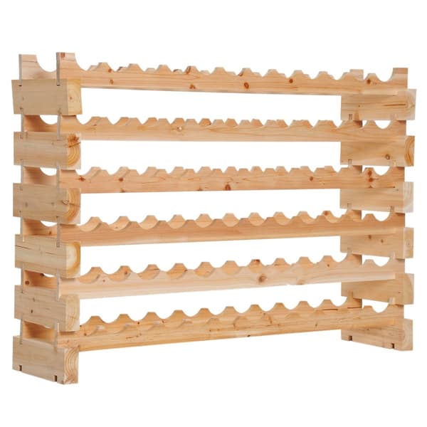Rootz 6 -lags vinstativ - flaskeholder - Vinopbevaring - Forbedrer vinmodning - 72 flasker - 114L x 28W x 85h cm fast fyrretræ