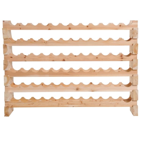 Rootz 6 -lags vinstativ - flaskeholder - Vinopbevaring - Forbedrer vinmodning - 72 flasker - 114L x 28W x 85h cm fast fyrretræ