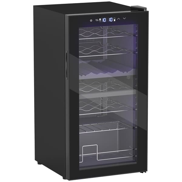 Rootz Small Wine -jääkaappi - mini jääkaappi - pullonjäähdytin - kaksoisvyöhyke - LED -valaistus - 43 cm x 45cm x 84 cm - 74L kapasiteetti 28 pullolle