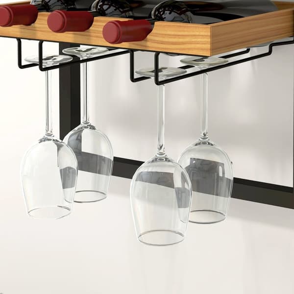 Rootz Wall Wine Rack - Flaskeholder - Glasholder - Rumbesparende design - 35 cm x 25 cm x 86 cm - Pine Steel Home Bar Kitchen Brown