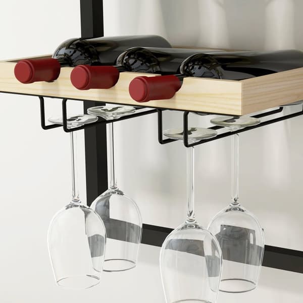 Rootz Wall Montered Wine Rack - Bottle Rack - Wine Holder - Space Saver - 35 x 25 x 86 cm - Pine Wood Natural Finish