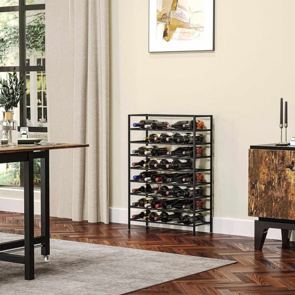 Rootz Wine Rack - Bottle Rack - 54 flaskeopbevaring - holder korkerne fugtige - 63L x 25W x 91H cm - sort epoxy metal