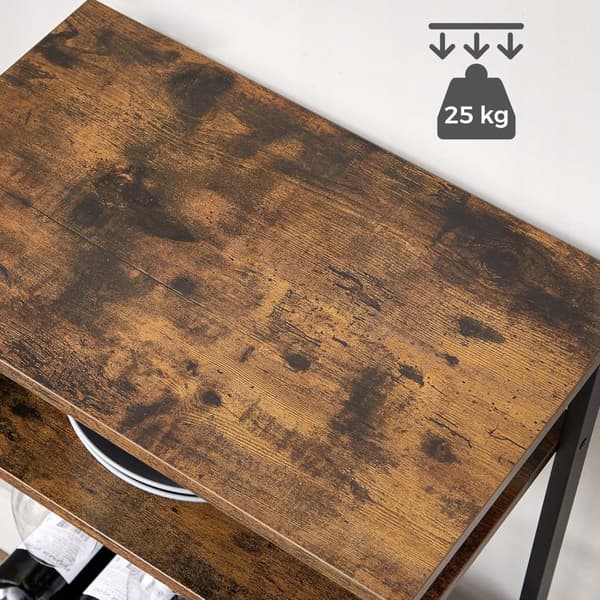 Viinihyllyhyllykaappi kahvalla teollinen vintage ruskea/musta