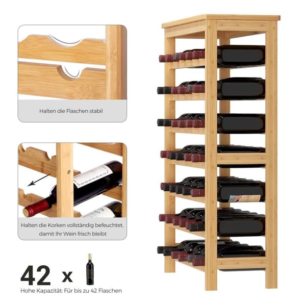 Vinreol, SONGMICS, 29x66x99.5 cm, Naturfarver