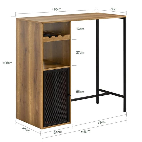 Barbord, FWT97-PF, 110x50x105 cm, Brun