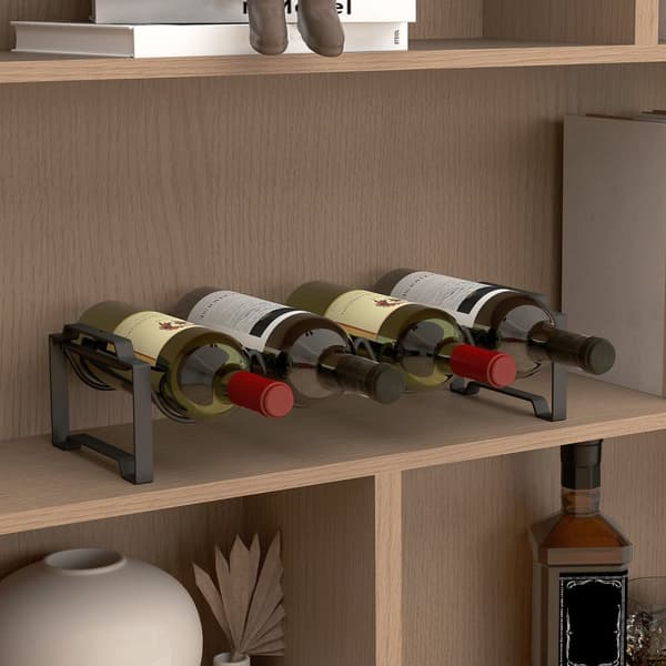 Rootz 4 -trins vinhylde - fritstående vinstativ - flaskeholder - stabilt metal - 42,5 cm x 16,5 cm x 41 cm - Elegant display til 16 flasker