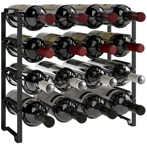 Rootz 4 -trins vinhylde - fritstående vinstativ - flaskeholder - stabilt metal - 42,5 cm x 16,5 cm x 41 cm - Elegant display til 16 flasker