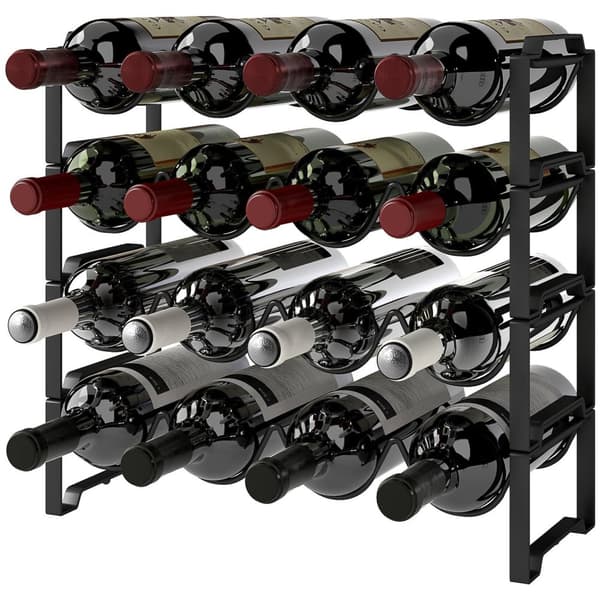 Rootz 4 -trins vinhylde - fritstående vinstativ - flaskeholder - stabilt metal - 42,5 cm x 16,5 cm x 41 cm - Elegant display til 16 flasker