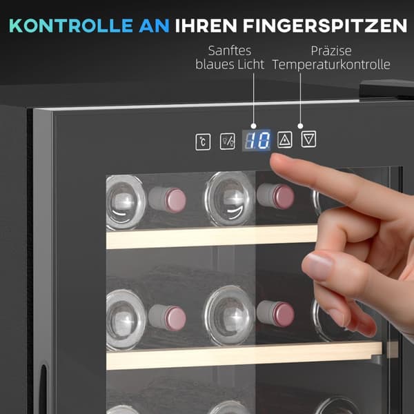 Rootz Wine køleskab - Drikkevarer køleskab - Vinkøler - LED -skærm - 45.1x53.8x79.8 cm - 41 flaske kapacitet