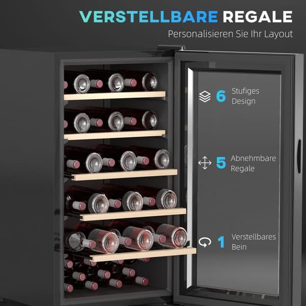 Rootz Wine køleskab - Drikkevarer køleskab - Vinkøler - LED -skærm - 45.1x53.8x79.8 cm - 41 flaske kapacitet