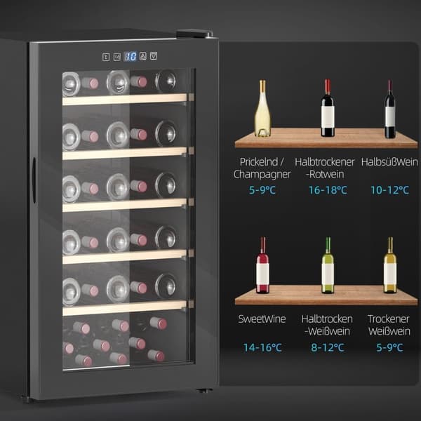Rootz Wine køleskab - Drikkevarer køleskab - Vinkøler - LED -skærm - 45.1x53.8x79.8 cm - 41 flaske kapacitet