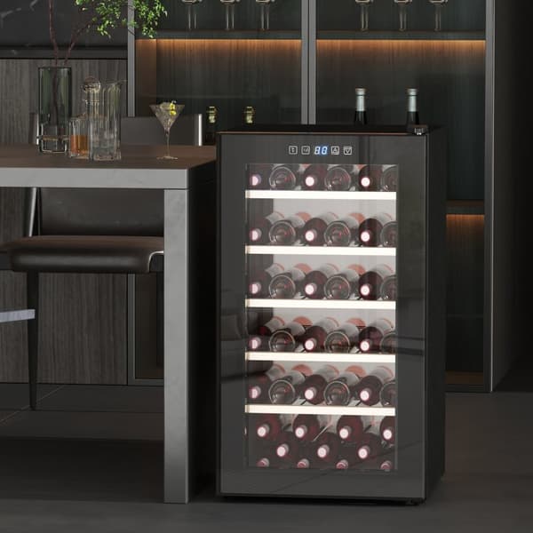 Rootz Wine køleskab - Drikkevarer køleskab - Vinkøler - LED -skærm - 45.1x53.8x79.8 cm - 41 flaske kapacitet