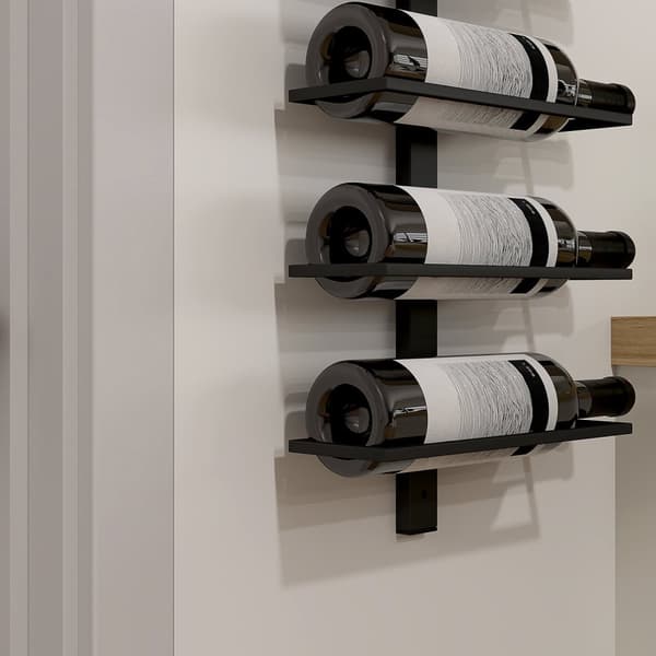 Rootz Wine Rack - Wall Shelf - Bottle Holder - Rumbesparende - 27 cm x 10 cm x 116 cm - 10 flaske kapacitet - Black Metal Construction