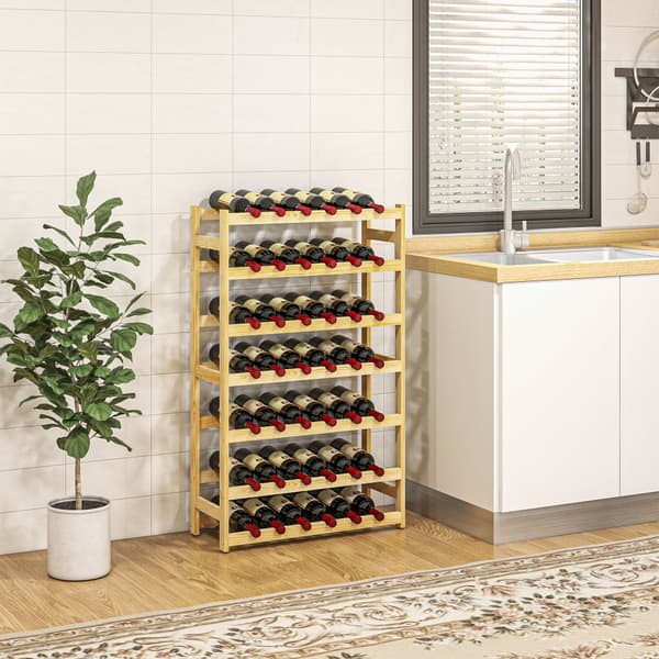 Vinflaskeholder, 63x25x102 cm, Naturligt Træ