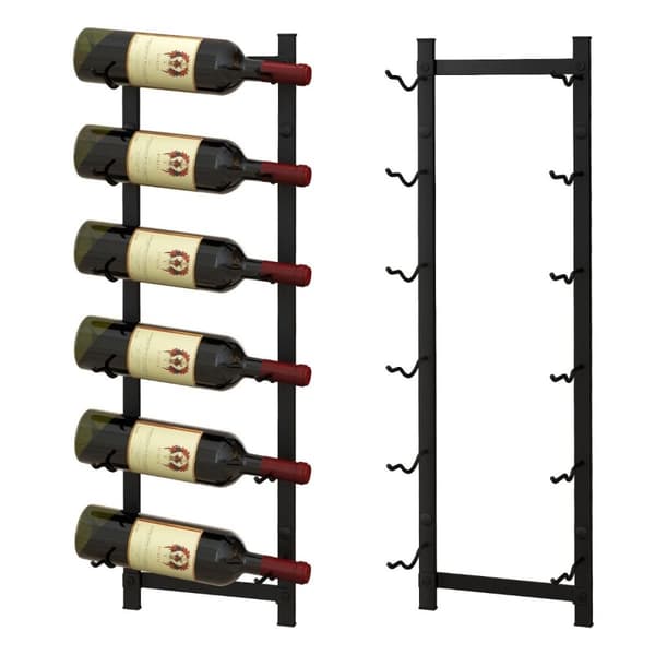 Vinställsvägg för 6 vinflaskor metallflaskhållare 22 x 13,5 x 73cm svart