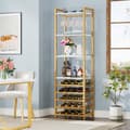 Pikkukuva 5 / 8: Tribesigns Wine Rack with Glass Holder - 9 kerroksinen viiniteline 20 pullolle - Pulloteline - Pystyteline - Industrial - 45 x 35 x 180 cm