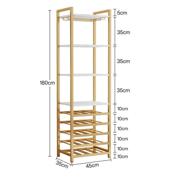 Tribesigns Wine Rack with Glass Holder - 9 kerroksinen viiniteline 20 pullolle - Pulloteline - Pystyteline - Industrial - 45 x 35 x 180 cm