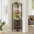 Pikkukuva 3 / 8: Tribesigns Wine Rack with Glass Holder - 4-tasoinen kulmaviiniteline 18 pullolle - Pulloteline - Industrial - 40 x 40 x 160 cm