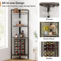 Pikkukuva 5 / 8: Tribesigns Wine Rack with Glass Holder - 4-tasoinen kulmaviiniteline 18 pullolle - Pulloteline - Industrial - 40 x 40 x 160 cm