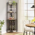 Pikkukuva 4 / 8: Tribesigns Wine Rack with Glass Holder - 4-tasoinen kulmaviiniteline 18 pullolle - Pulloteline - Industrial - 40 x 40 x 160 cm