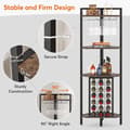 Pikkukuva 8 / 8: Tribesigns Wine Rack with Glass Holder - 4-tasoinen kulmaviiniteline 18 pullolle - Pulloteline - Industrial - 40 x 40 x 160 cm