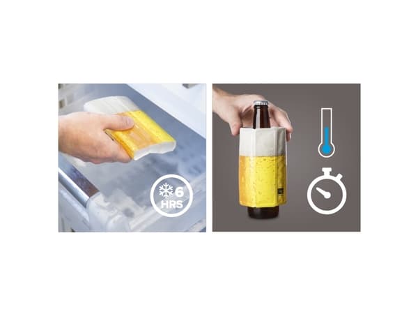Vacu Vin Active Beer Cooler, Lasipullo, Olut, Valkoinen, Keltainen, Kuva, 5 min, 1 kpl