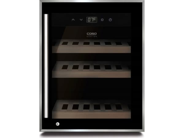 Caso WineSafe 12, Frittstående, 12 flasker, 80 W, F, Innebygd lys, Sort