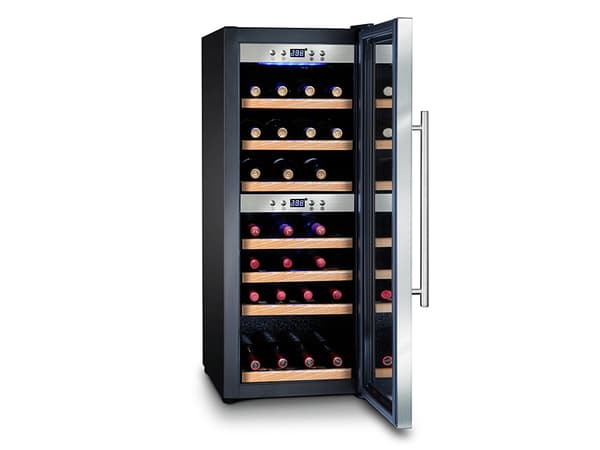 Caso WineComfort 38, Kompressori viininjäähdytin, Vapaasti seisova, 38 pullo(a), 60 W, G, Ruostumaton teräs
