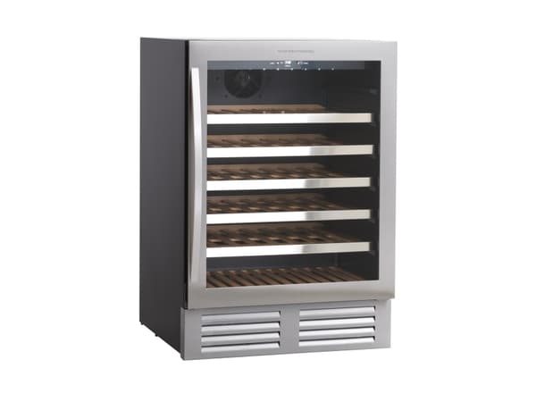 Scandomestic SV 81 X - Vinkjøleskap - 1 Sone - bredde: 59,5 cm - dybde: 61,3 cm - høyde: 86,5 cm - 146 liter - rustfritt stål/svart - Opptil 46 flask