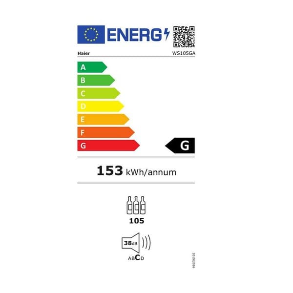Vinlager - HIAER - WS105GA - Svart - 1 dörr - UV-behandlat glas