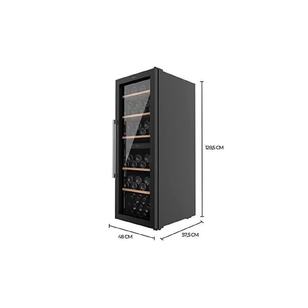Cecotec Wine cooler with capacity for 77 bottles and high-performance compressor cooling system. Adjustable temperature and interior LED light.