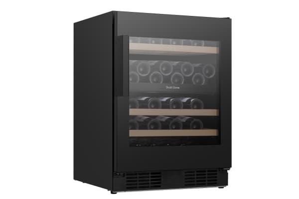Hisense RW3N122GSLF, vinkjøler, innebygd, 46 flaske(r), F, svart, svart