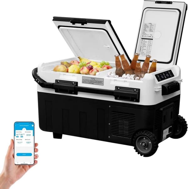 Rootz Kompressor Køleboks - Bærbart Køleskab - Campingkøleskab - 30/40/50 L Kapacitet - Dual Zone - Batteribeskyttelse - 2 Zoner - APP kontrol - Eco/M