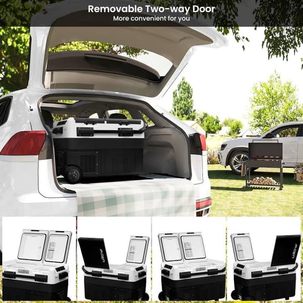 Rootz Compressor Køleboks - Bærbar køler - Elektrisk campingkøleskab - Dual Zone - Energieffektiv - 30/40/50L - 12V/24V - -20~20°C - 60W - Off-road hj