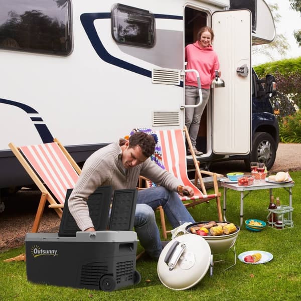 Rootz Portable Electric Cooler fryser & køleskab - Bilkøleskab - Rejsekøler - Dual Zone, Eco Mode - 26 "X 15,5" X 14 " - 27L Kapacitet