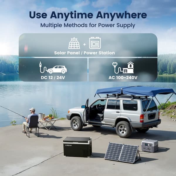 KROAK 40-liters elektrisk kylbox kompressor frysbox ner till -20 klass, bil camping kylskåp, 12V / 24V 100-240V