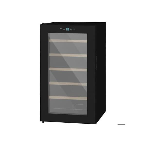 HOMCOM Vin Kyl för liten salong för 24 flaskor, temperaturjustering från 5 till 20° C, LED-belysning, svart, 43 x 45 x 75 cm