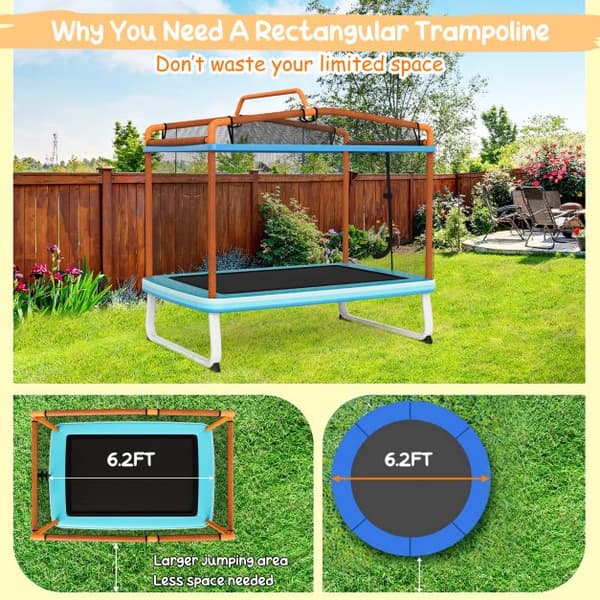 Børne trampolin, 190x124x172 cm, Orange