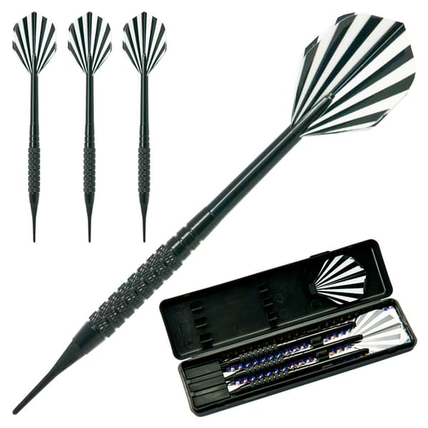 DART PVC HOVED DART SPIL 18g - 3 stk. WIZARD SOFTIP sort messing