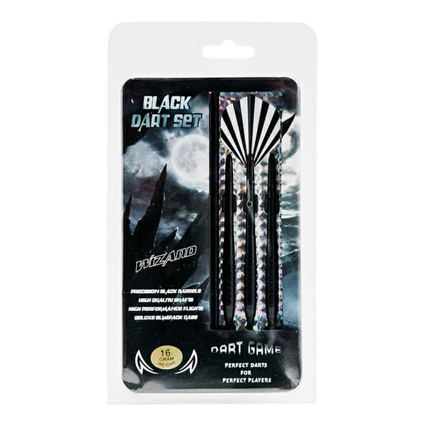 DART PVC HEAD DART SPEL 16g - 3 st. WIZARD SOFTIP svart mässing