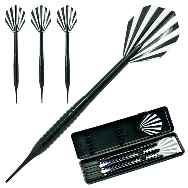 DART PVC HEAD DART SPEL 16g - 3 st. WIZARD SOFTIP svart mässing