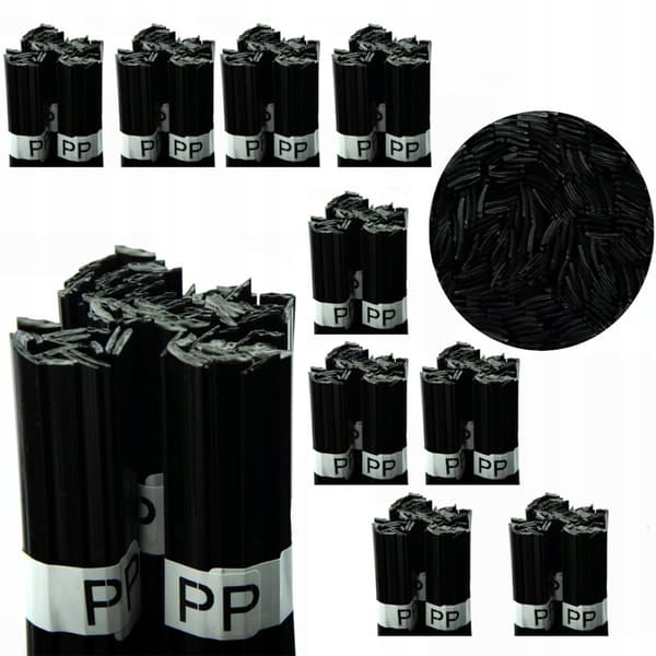 10x plastik svejsefyld PP sort 100g 8mm strimmel