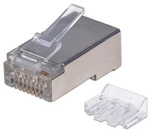 Intellinet RJ45 modulære stik Pro Line, Cat6A, STP, 3-benet, til massiv og flertrådet ledning, 50 µ forgyldte kontakter, 70 stk.